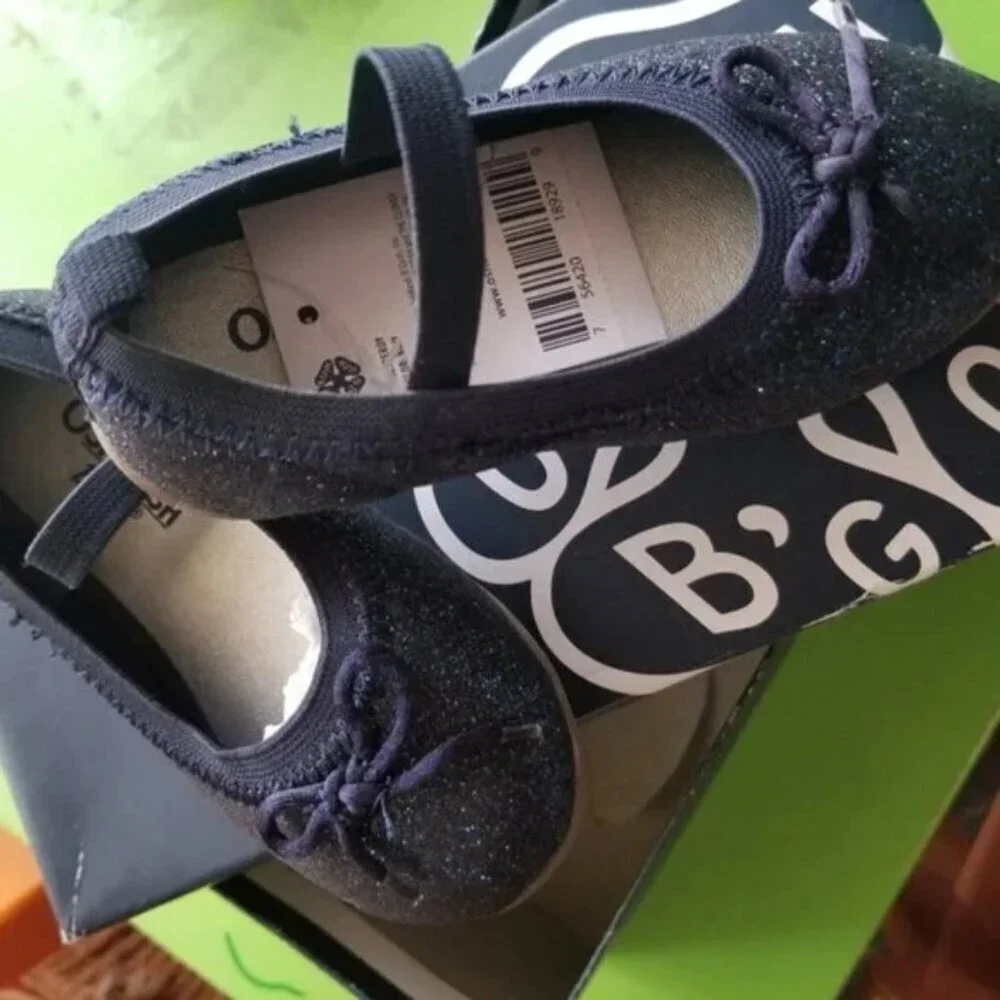 NWB oshkosh navy glitter toddler flat shoes toddler size 5